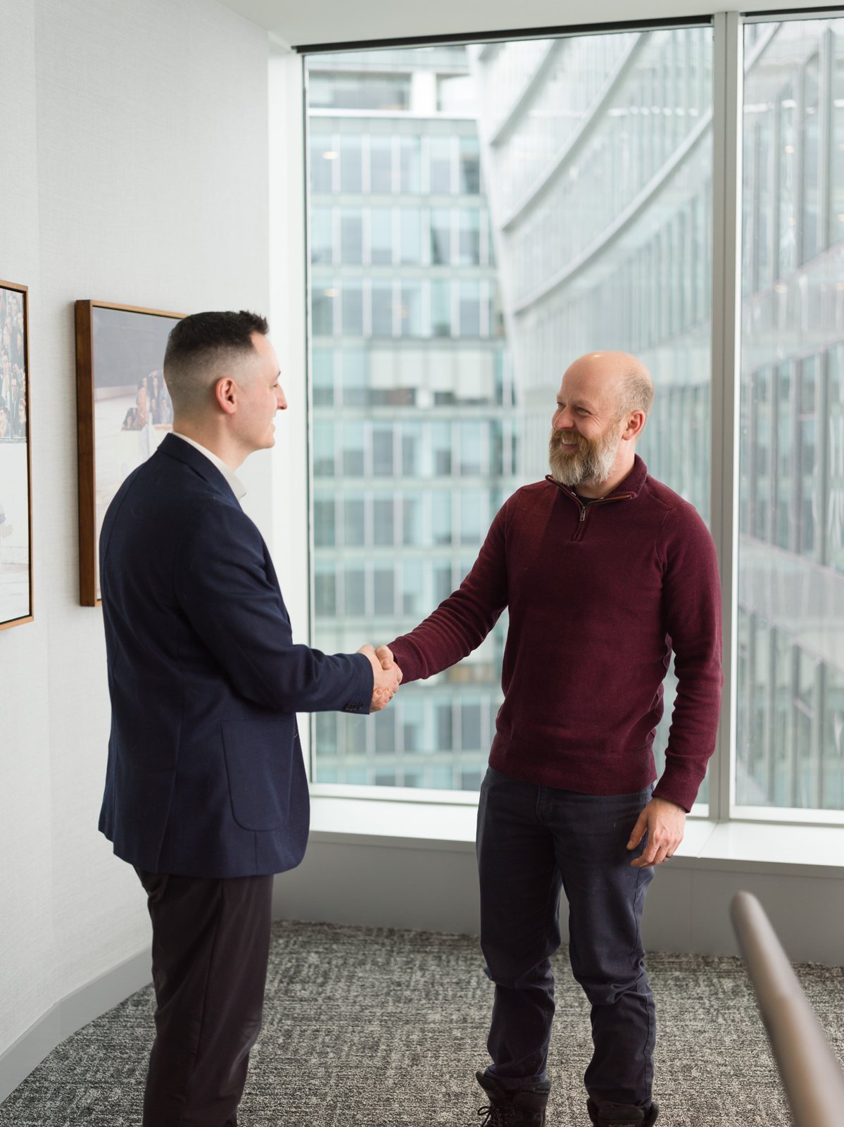 Evan Barker meeting a client